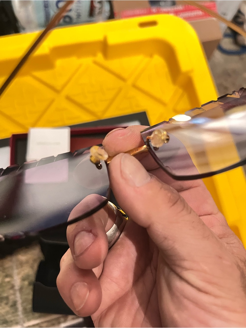 Cartier Women's Gold Rimless Sunglasses with Purple Gradient Lenses beautiful! - Picture 9 of 13